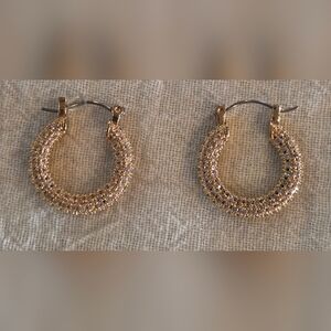 Gold Crystal Pave Hoop Earrings - Elegant Women’s Jewelry